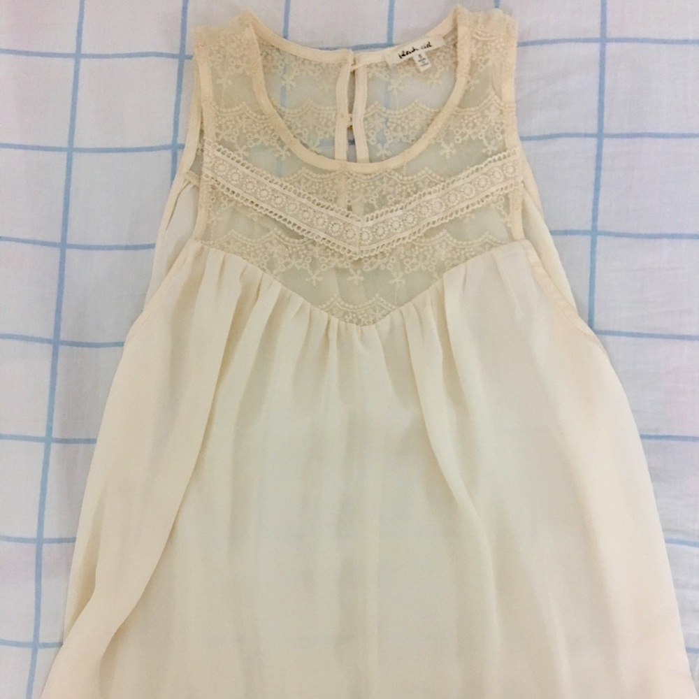 sheer cream lace blouse